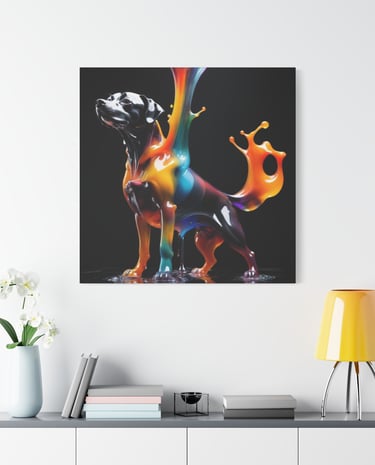 artwork of a dog on the wall