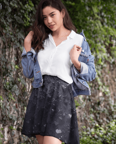 woman in shirt and skirt