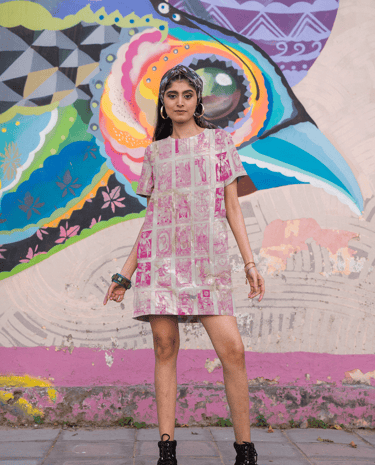 woman in a pink tarot dress