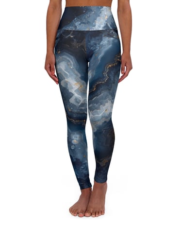 blue crystal marble leggings