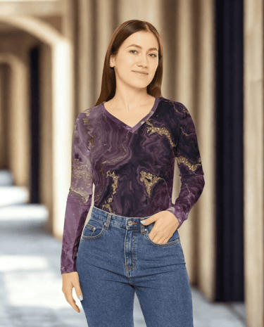 woman wearing a long sleeved top