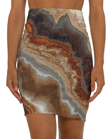 brown marble pencil skirt