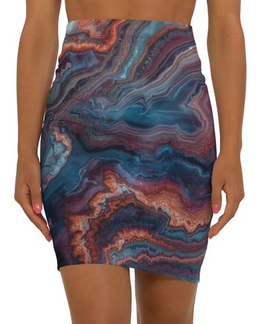 colorful marble pencil skirt