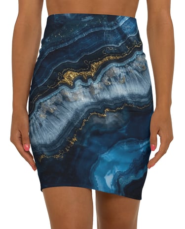 blue marble crystal pencil skirt