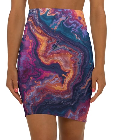 colorful marble pencil skirt