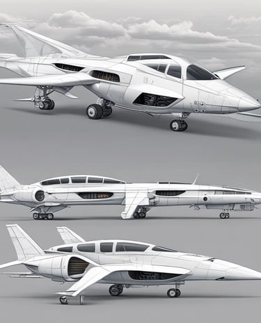 A compact drone with four propellers hovers in mid-air, framed against a blurred natural background with greenery. The drone's design appears sleek and modern, equipped with a camera and lights on its arms.