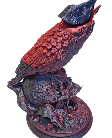 Custom 3D printed Crow dice tower for tabletop gaming with precision design