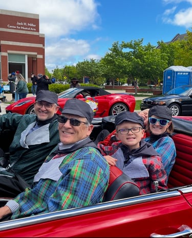 Club members love to round up their kids and grandkids to be in the parade in classic cars