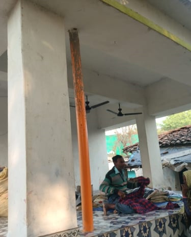 a person sit with cloth