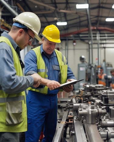 A high-tech industrial site showcasing advanced machinery and inspection techniques.