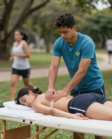 Group of happy employees smiling after a corporate massage session in a bright office space.