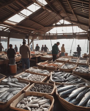 Bright and inviting seafood store interior with natural wood accents.