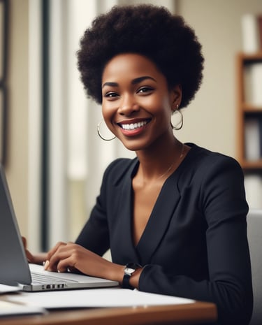 Smiling business owner reviewing bookkeeping records with confidence.