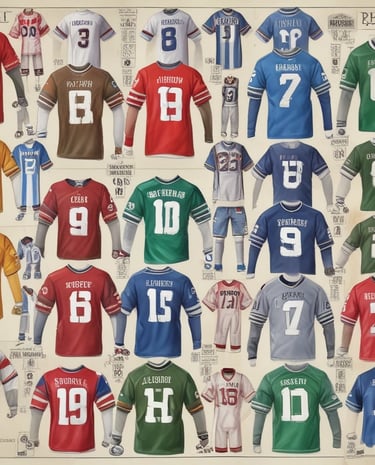 A group of football fans sharing stories and admiring jerseys together.