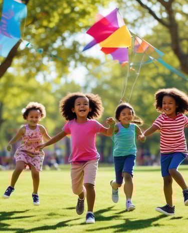 A playful indoor playground area covered in a brown, sand-like material with scattered colorful plastic toys, including toy trucks, containers, and building blocks. Large tree-like structures with a cartoonish design are situated throughout the scene, giving it a whimsical forest theme.