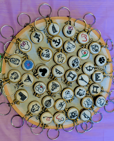 8 Inch hoop with embroidered keychains