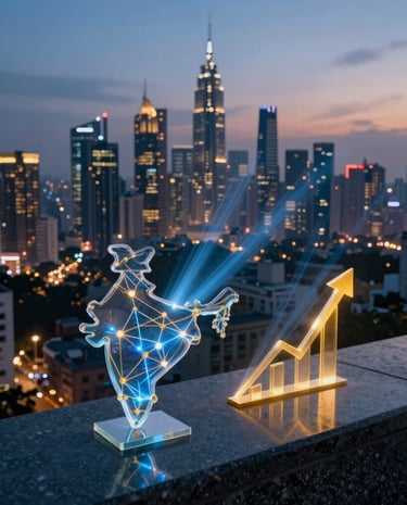 A modern city skyline at dusk symbolizing digital transformation and growth.
