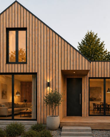 Bardage bois facade moderne maison.
