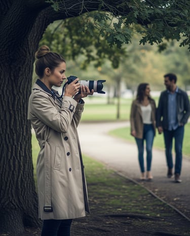 women holding a DSLR camaera