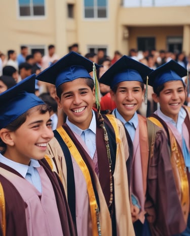 Students celebrating after completing a course.