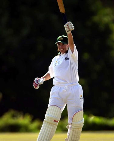 Michelle Goszko acknowledging the crowd after scoring a double century on Test debut for Australia