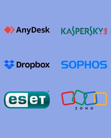 AnyDesk Dropbox Eset Kaspersky Zoho