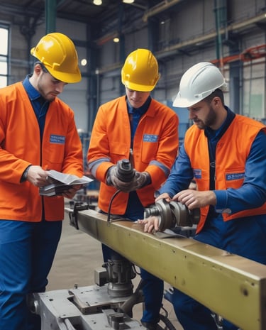 A wooden mechanical model featuring gears, pulleys, and rollers is displayed against a sepia-toned background that resembles industrial or construction settings. The structure includes a conveyor system and a rotating drum with holes. The wood is stained in different shades, giving it a vintage appearance.