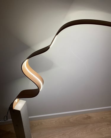 LIMITED EDITION HANDMADE FLOOR LAMP WWW.EGLEDESING.NET WOODBENDING