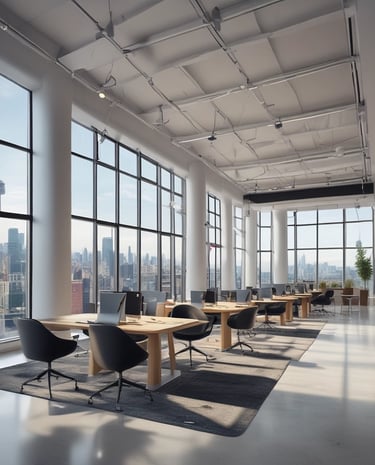 A visual representation of data analytics on a computer screen in a stylish environment.