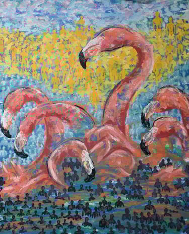 Obra: Flamencos en su habitad del autor Pablo Sedres