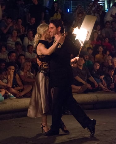 Mekhael Srour and Martha Slater tango dancing