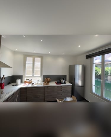Rénovation, Peinture, Toile de verre, Enduit, Vernis