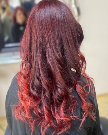 a woman with red hair
