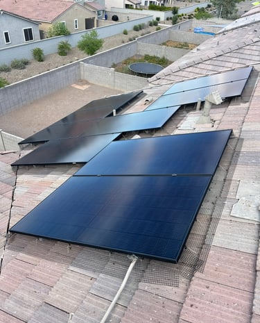 Solar panels after cleaning off dirt and bird poop in phoenix arizona