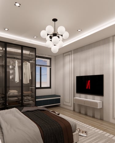 Master bedroom interior design by CASA DESIGNERS with elegant decor in Bengaluru