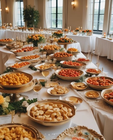 food on clear glass bowls