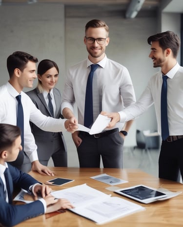 A welcoming office entrance featuring the Clarity CPA Solutions logo in deep navy blue and gold.