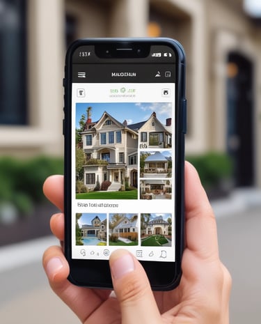 A smiling real estate agent reviewing client leads on a tablet.