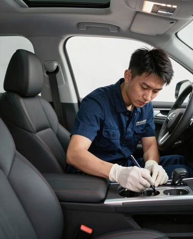 Close-up of hands fixing electrical fittings with precision tools.