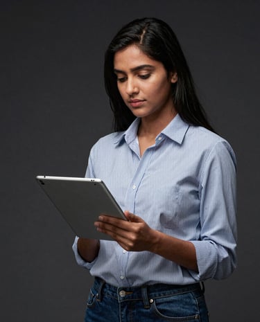 An image showing a high-tech office environment with screens displaying support workflows.
