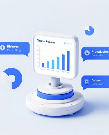 A sleek chatbot interface displayed on a smartphone screen with deep blue and orange accents.