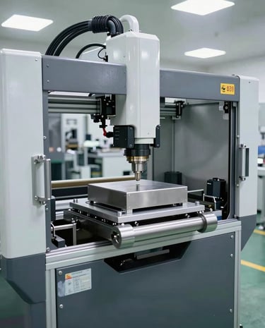 Rows of industrial machines lined up in a spacious warehouse, ready for sale.