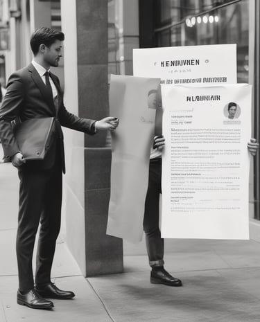 Close-up of hands typing on a keyboard with a resume on the screen.