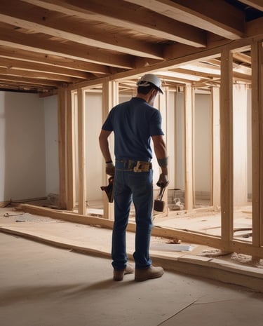 Finished bathroom remodel showcasing sleek fixtures and warm lighting.