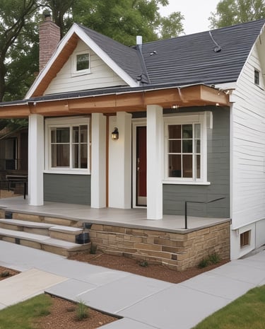 Close-up of hands inspecting a sturdy wooden frame during a home upgrade.