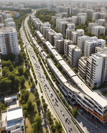 Community garden area with residents enjoying a sunny afternoon together.