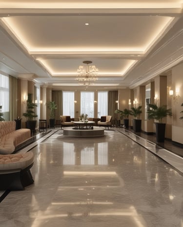 Serene luxury resort poolside with sunset view, inviting relaxation and comfort.