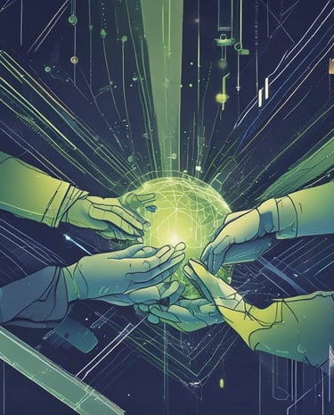 Minimalistic office setup with a notebook, coffee cup, and a tablet displaying charts.