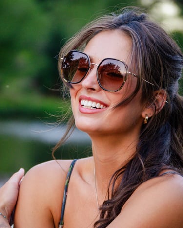 happy woman with clear skin