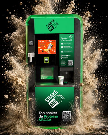 ShakeMe distributeur automatique de protéine pour les salles de sport Genève suisse